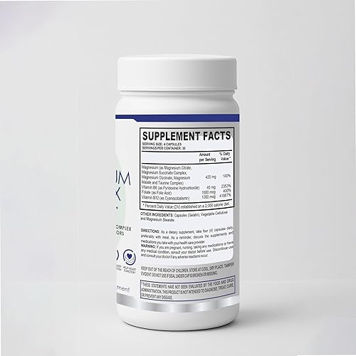 Miniatura 4 de M+S Complejo de magnesio  420 mg de glicinato de magnesio, citrato de magnesio, malato de magnesio, promueve huesos saludables, apoya las funciones