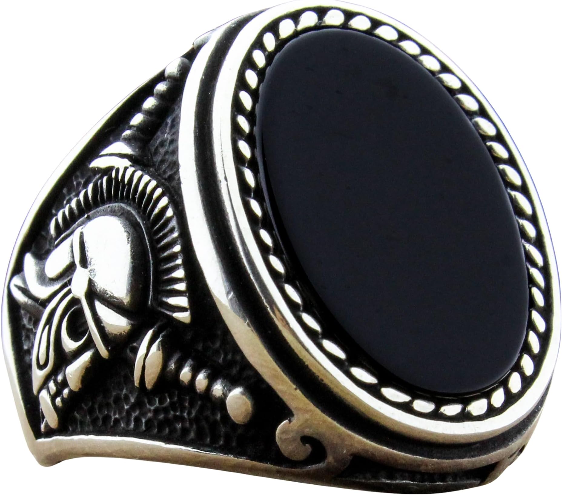 Genuine Solid 925 Sterling Silver Black Onyx Ring for Men