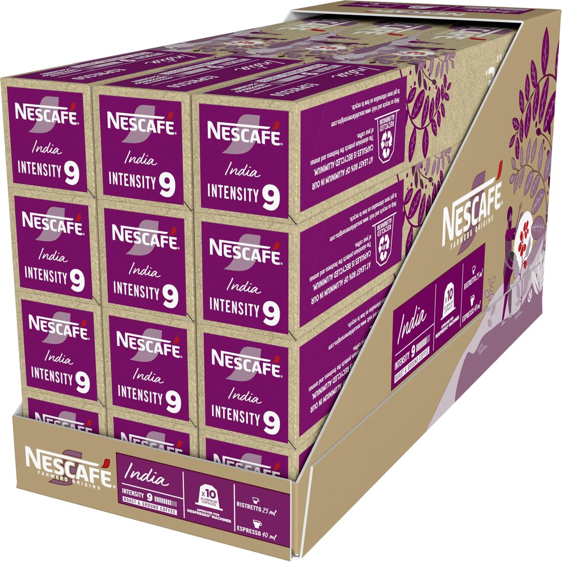 NESCAFÉ FARMERS ORIGINS India Espresso Coffee Pods 120 Capsules (12 x Pack of 10)