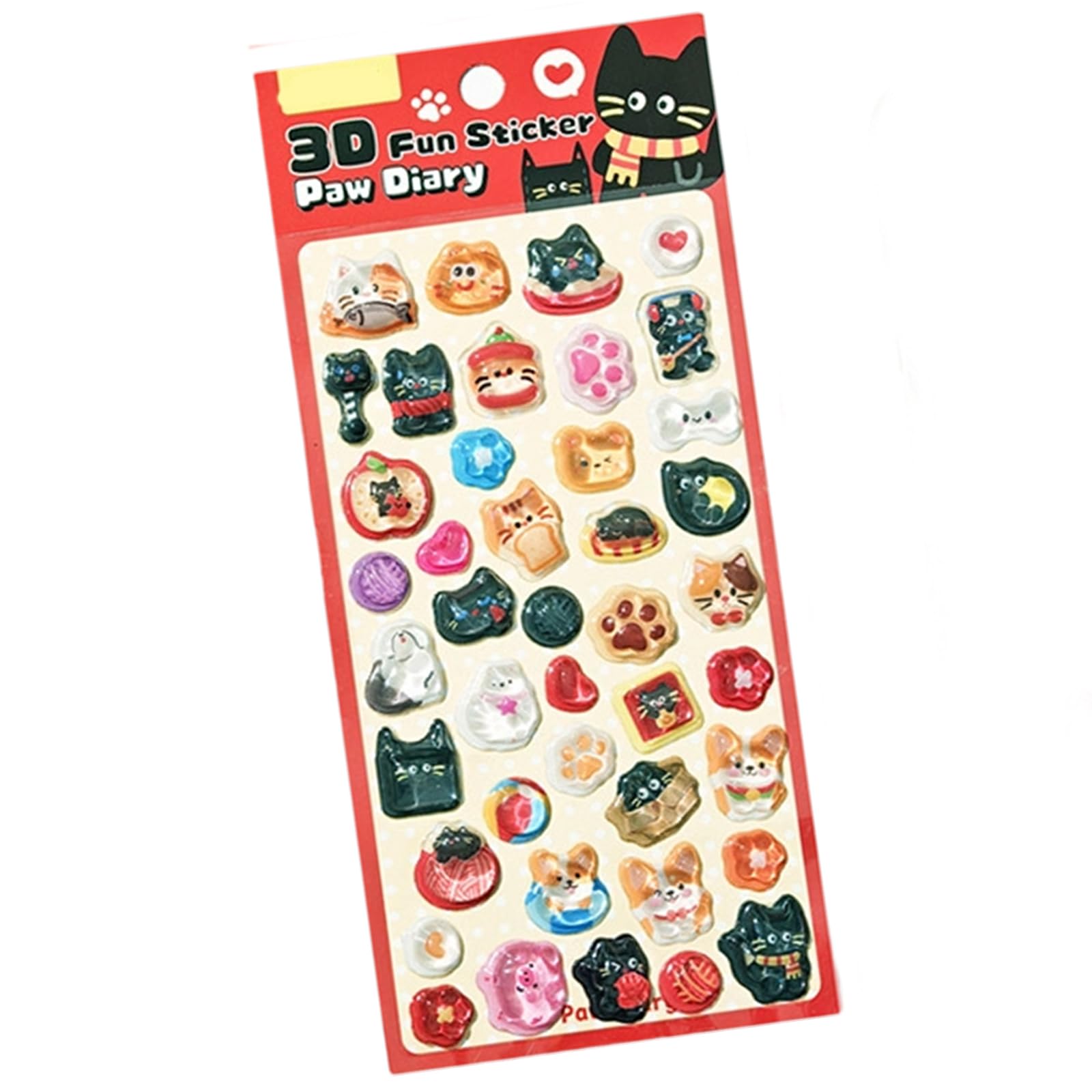 Tfaoys Pawpaw Diary Embossed Animal Sticker Adhesive Pet Resin Sticker For Kids Art Craft Notebook Journal Phone Case Laptop Scrapbooking Decorative