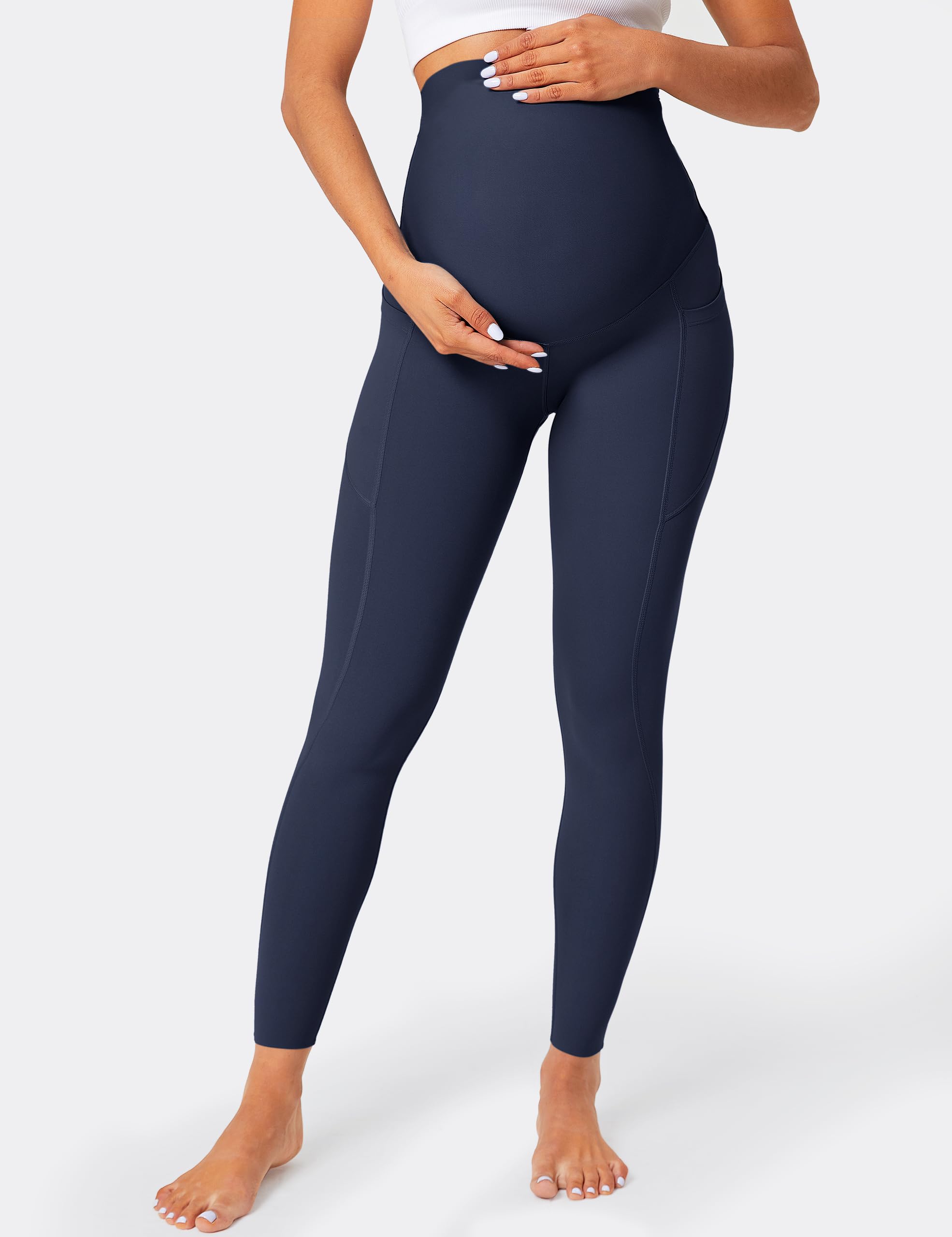BAYDI Leggings premaman sopra il pancione con tasche Allenamento Supporto Pancia Elastico Morbido Pantaloni Gravidanza Activewear Pigiama