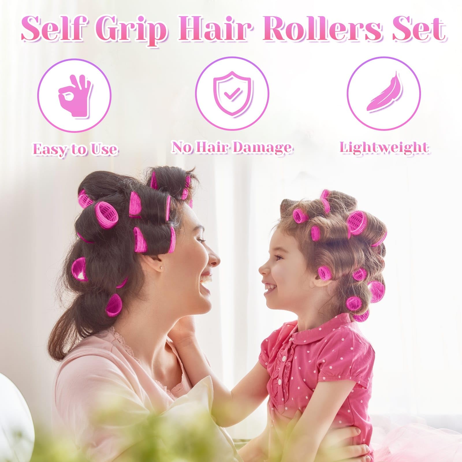 VIEWS Self Grip Rollers Hair Curlers 30Pcs Set with 18Pcs Hair Roller 3 Sizes (6 Large, 6 Medium & 6 small) and 12 Clips for Long Medium Short Hair Volume 3