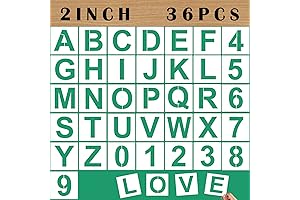 Artistic 2'' Letter Stencils and Numbers, 36 Pcs Alphabet Art Craft Stencils,...