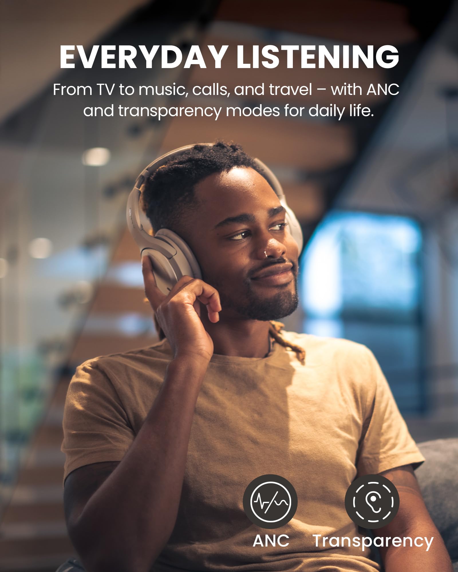 Avantree Eon 3D – 7.1 Virtueller Surround Sound Kabellose Over-Ear Kopfhörer für TV, Bluetooth Kopfhörer mit Ladestation