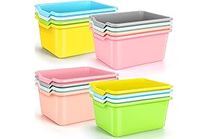 Classroom Storage Bins, Set of 16 Assorted Colored Plastic Tubs for Classroom Organization