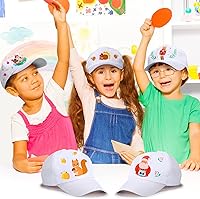 Vista 5 de 30 gorras de béisbol blancas para niños, gorras de béisbol en blanco con correa trasera ajustable, sombrero de sol para pintura de bricolaje