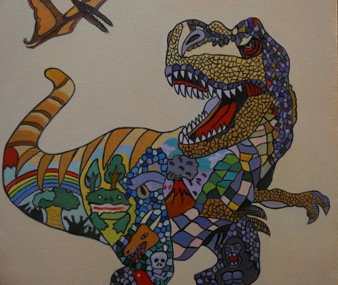 生物画　抽象画　油絵　ジミー大西　恐竜　F6　額付き　手描き　肉筆 Amazon.co.jp: 油絵 額付き ジミー大西 恐龍 手描き F6 : ホビー