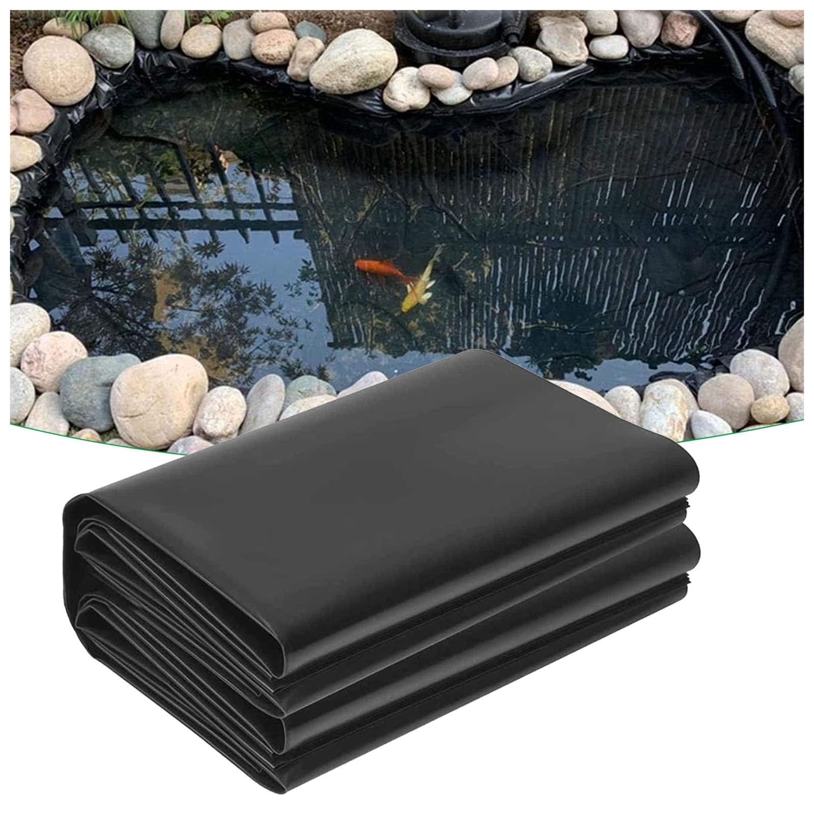 Revestimiento De Estanque Negro De HDPE, Lona para Estanque Duradero, Pond Liner 0.12mm Forro Lámina Flexible para Peces De Estanques, Fuentes, 3x7m 4x8m 5.5x10m 2x6m(Tamaño:3x3.0m)