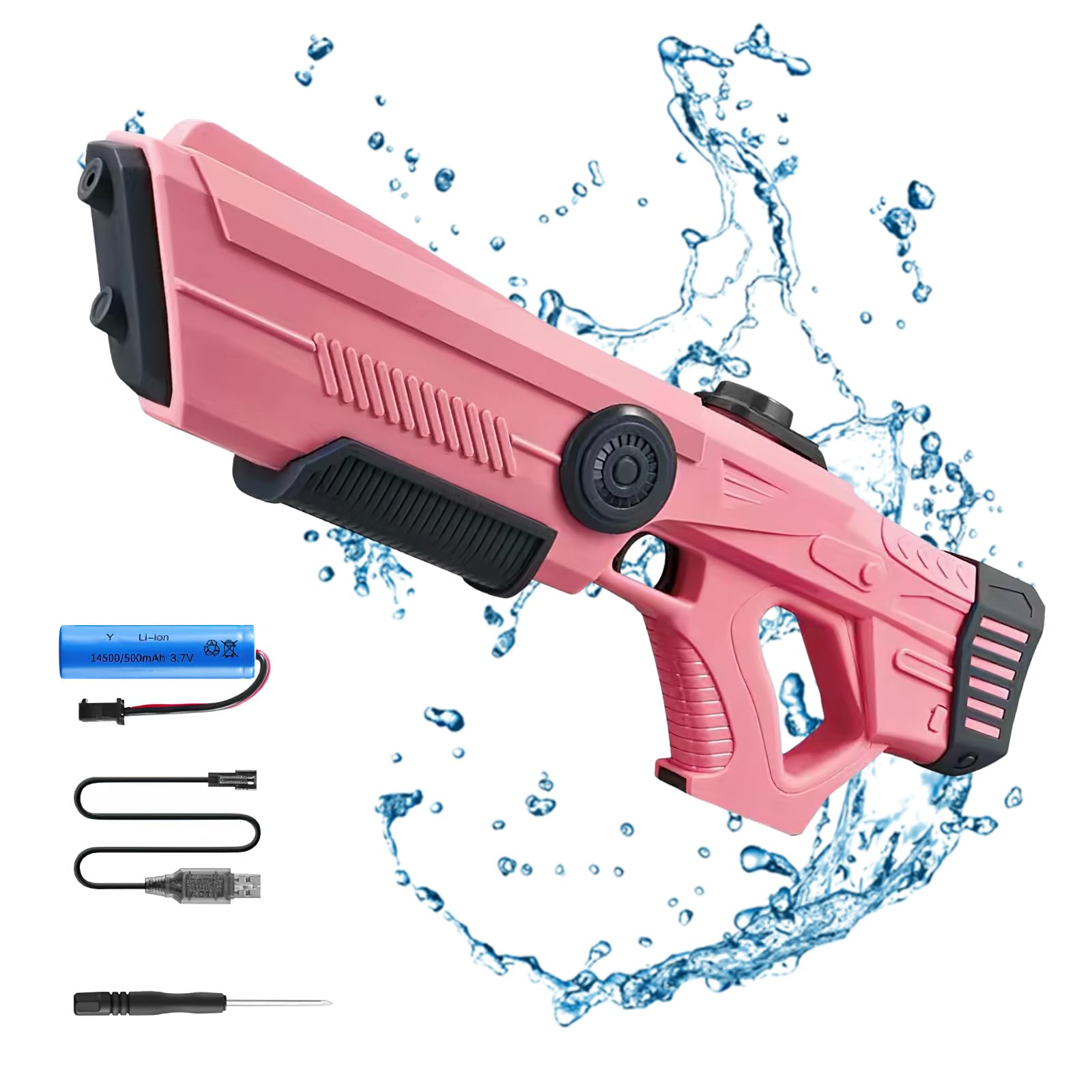 The Most Powerful Automatic Electric Water Guns for Adults/Kids, Newest Electric Water Gun Toy, Lithium Battery powered, Auto Water Sucking, Automatic Water Gun for Boys and Girls (Red-b)