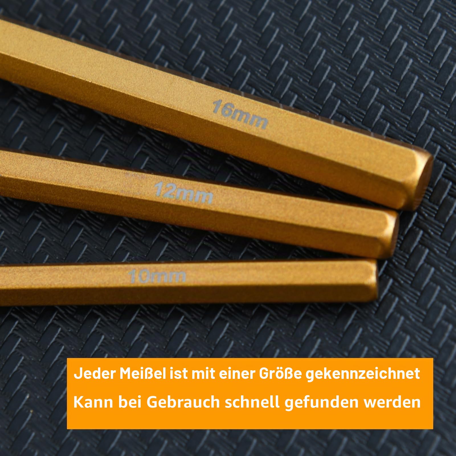 SPEEDWOX 3-teiliges Heavy Duty Kaltmeißel-Set, 3/8 Zoll, 1/2 Zoll, 5/8 Zoll, Metall, Burel-Set, Cold Steel Rock, Burel wird in einer aufrollbaren Aufbewahrungstasche zum Schneiden von Nieten und