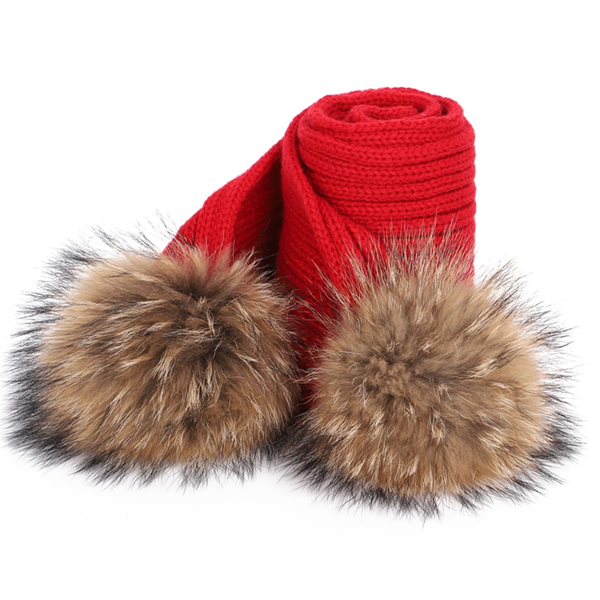 Conjuntos de gorro y bufanda de punto para niños con bolas de peluche, gorro con pompón grueso para otoño e invierno y bufanda larga para niños y niñas