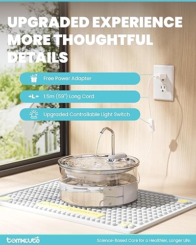 Miniatura 2 de Tomxcute Glass Cat Water Fountain - 108oz/3.2L Ultra-Quiet Cat Fountain for Drinking, Elegant Easy to Clean Glass Pet Water Fountain for Cats, Small