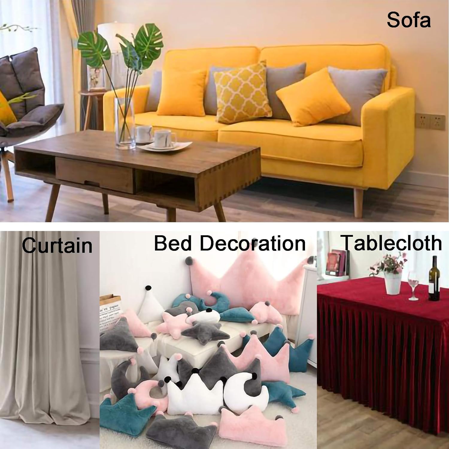 Qunine HXRW Tessuto in Velluto Tessuto in Velluto Largo 146 cm, Materiale Morbido for tappezzeria, Sartoria, Tende, Decorazioni for la casa, Materiale in Velluto 2 m per Arredamento Tappezzeria