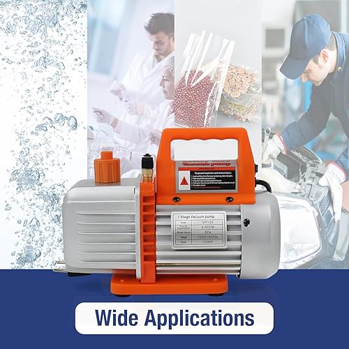 Miniatura 6 de BACOENG Bomba de vacío de 4.5CFM, bomba de vacío de paletas rotativas de una sola etapa de 110 V 13 HP con aceite, para R12 R22 R134a R410a AUTO AC