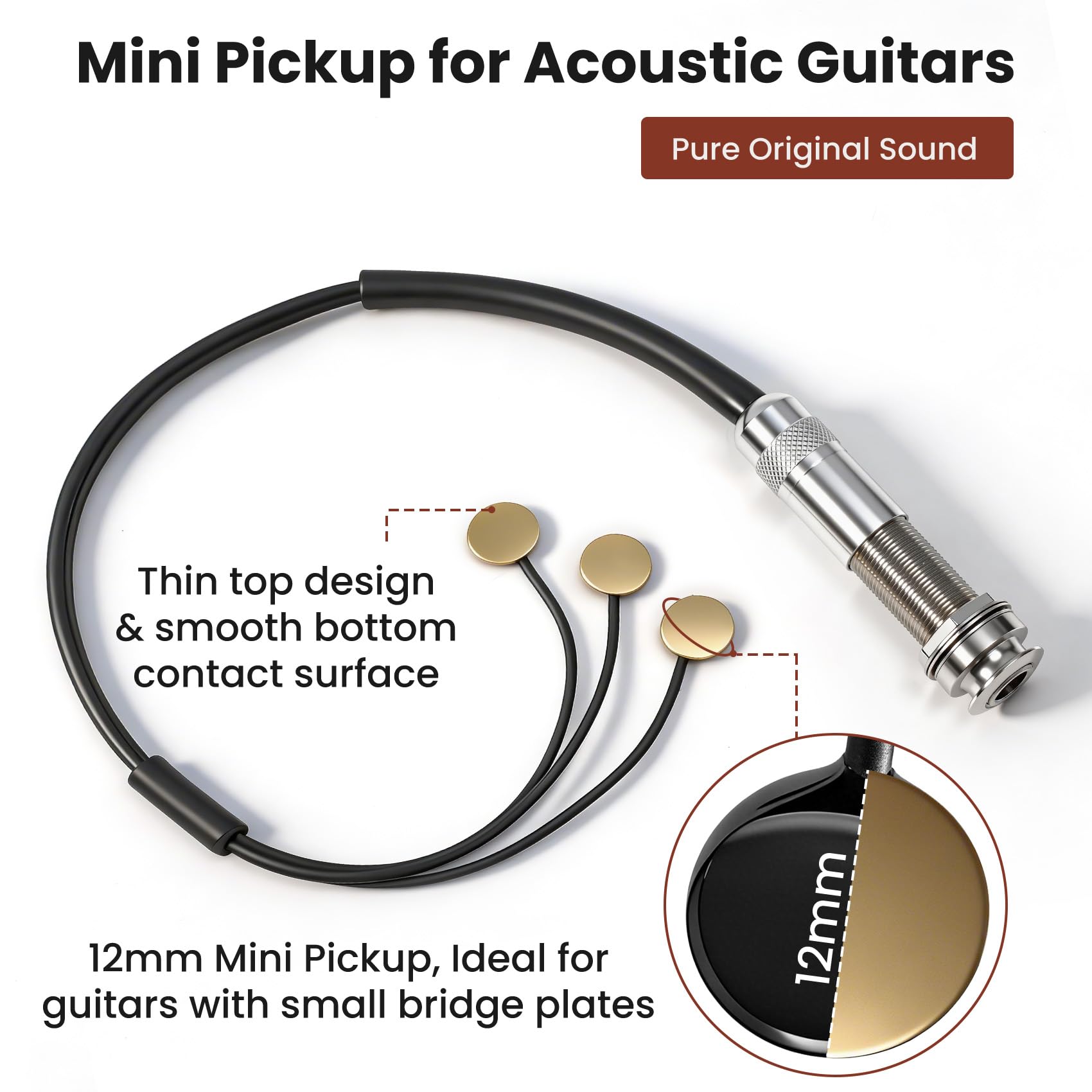 Mini pickup per chitarra acustica, pickup piezoelettrico passivo con tre pickup piezo bilanciato per chitarre acustiche, modelli GS Mini e Journey pieghevoli, chitarra acustica con corde in acciaio