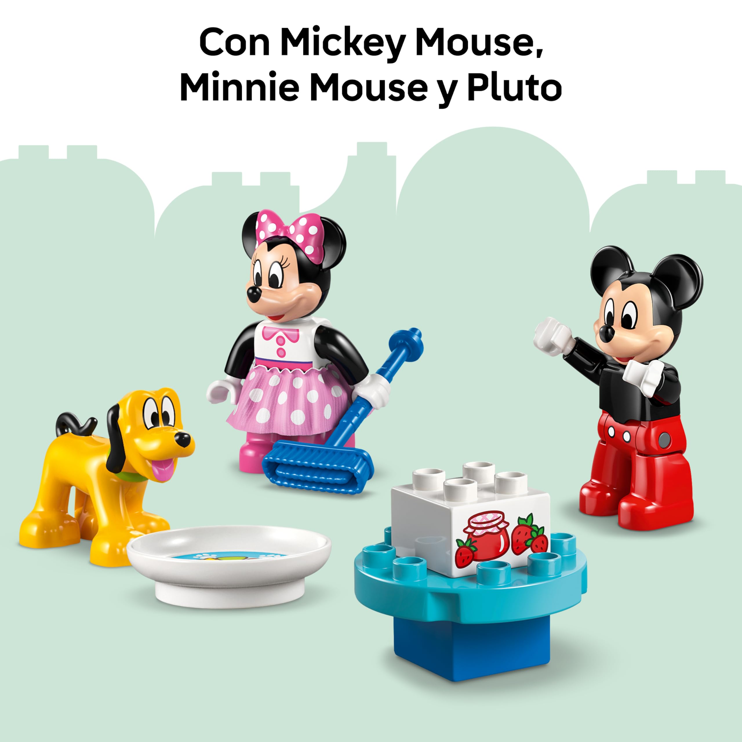 LEGO Duplo Disney Casa de Mickey Mouse con Minnie y Pluto de Juguete - Juego Educativo para la Motricidad Fina - 3 Figuras y Toodles - Regalo para Niños y Niñas de 2+ Años - 10465
