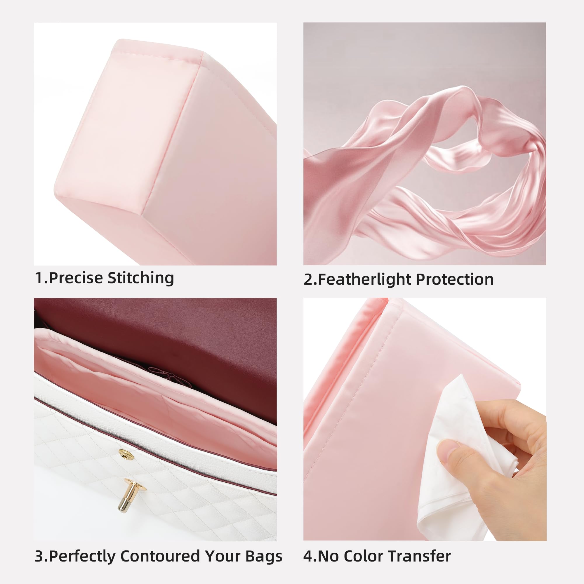 DGAZ Inserto organizer in seta per borse Lady-Dior Micro/Mini/S/M/L, liscio come la seta, borsa di lusso e modellante (rosa, S)