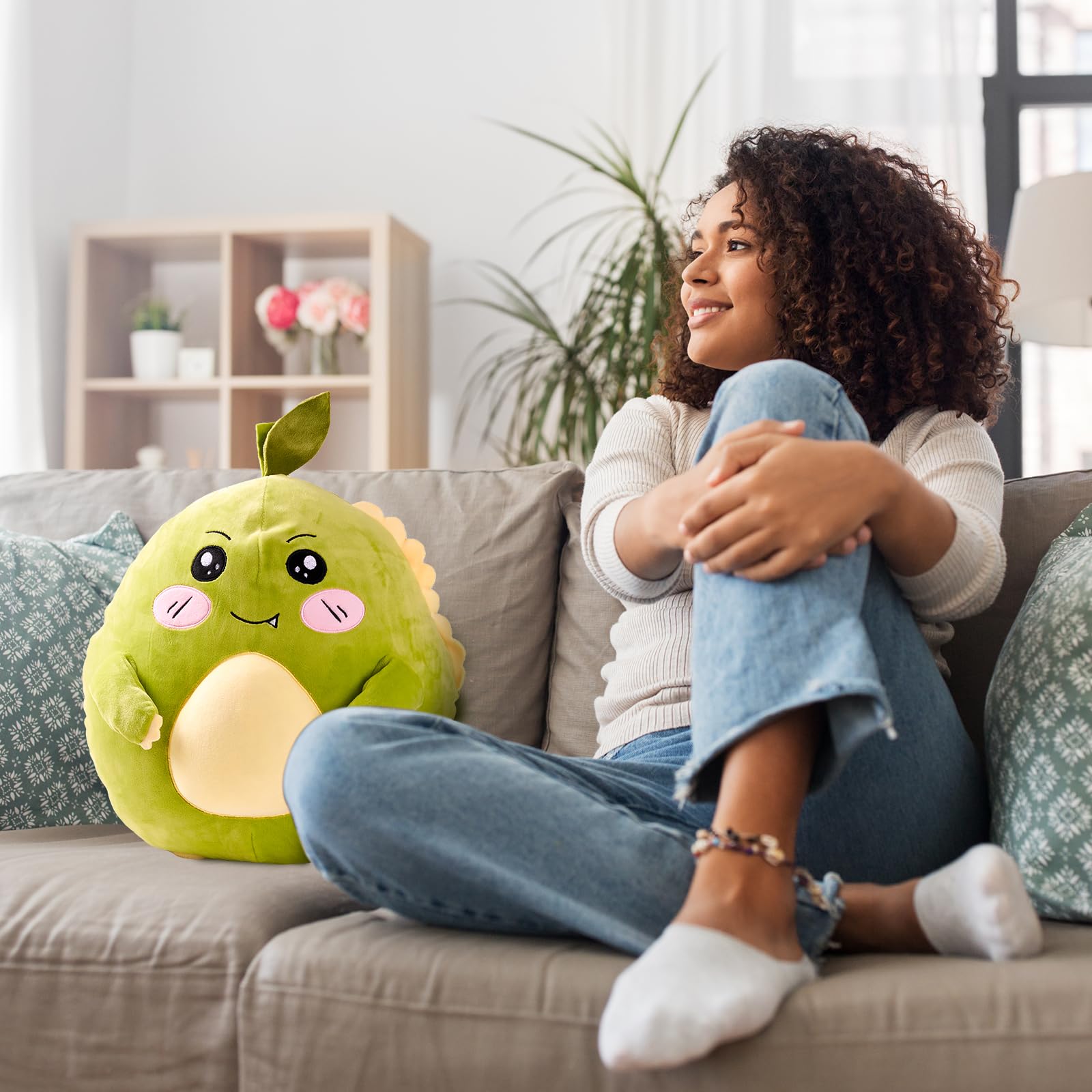 Puchaina Almohada Aguacate Peluche 20cm (Felpa, Verde/Marrón