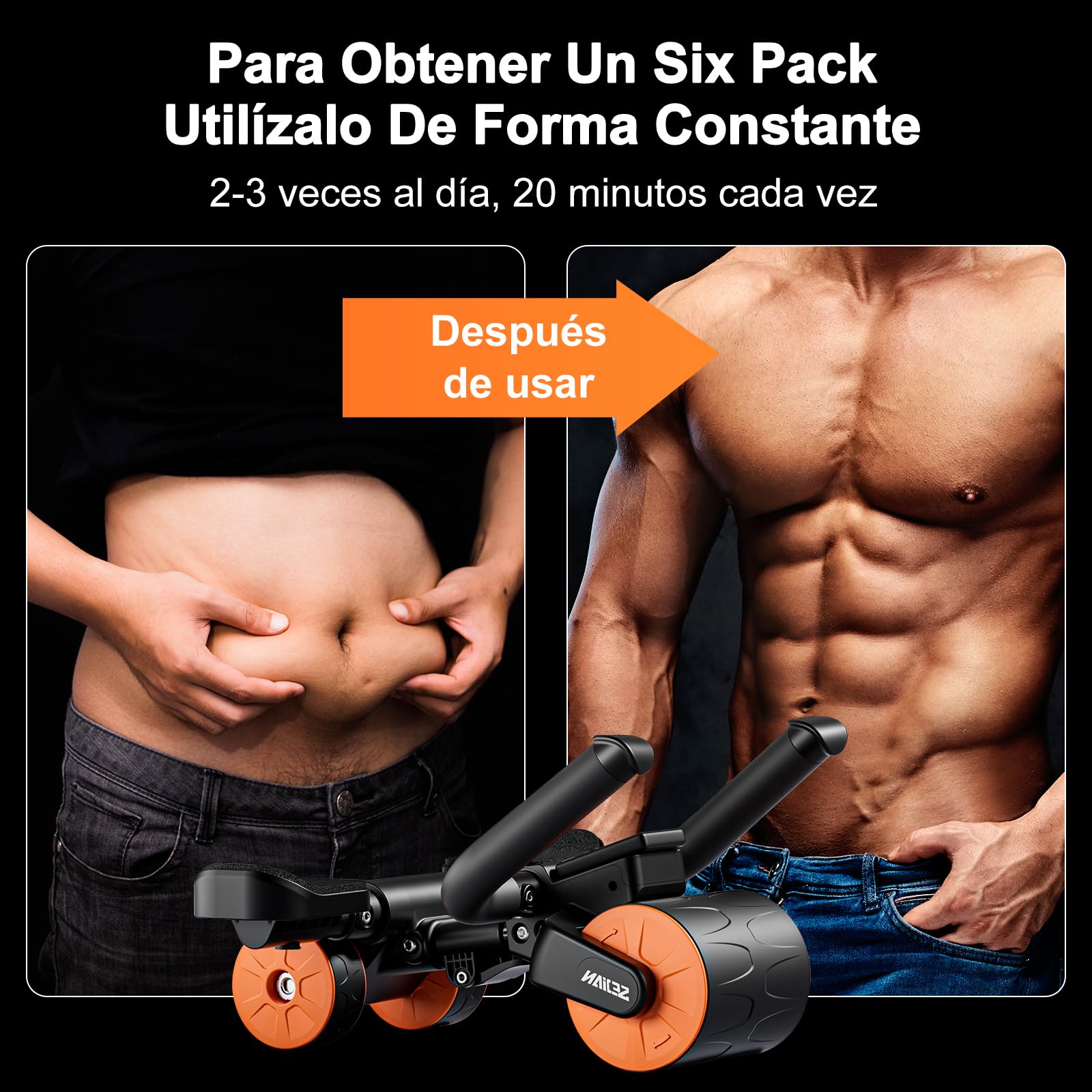 Rueda Abdominal de Rebote Automático, Rodillo Abdominales Fitness, Abs Maquina Abdominales En el Gimnasio y en Casa, Deporte Ejercicio Para Hombres y Mujeres