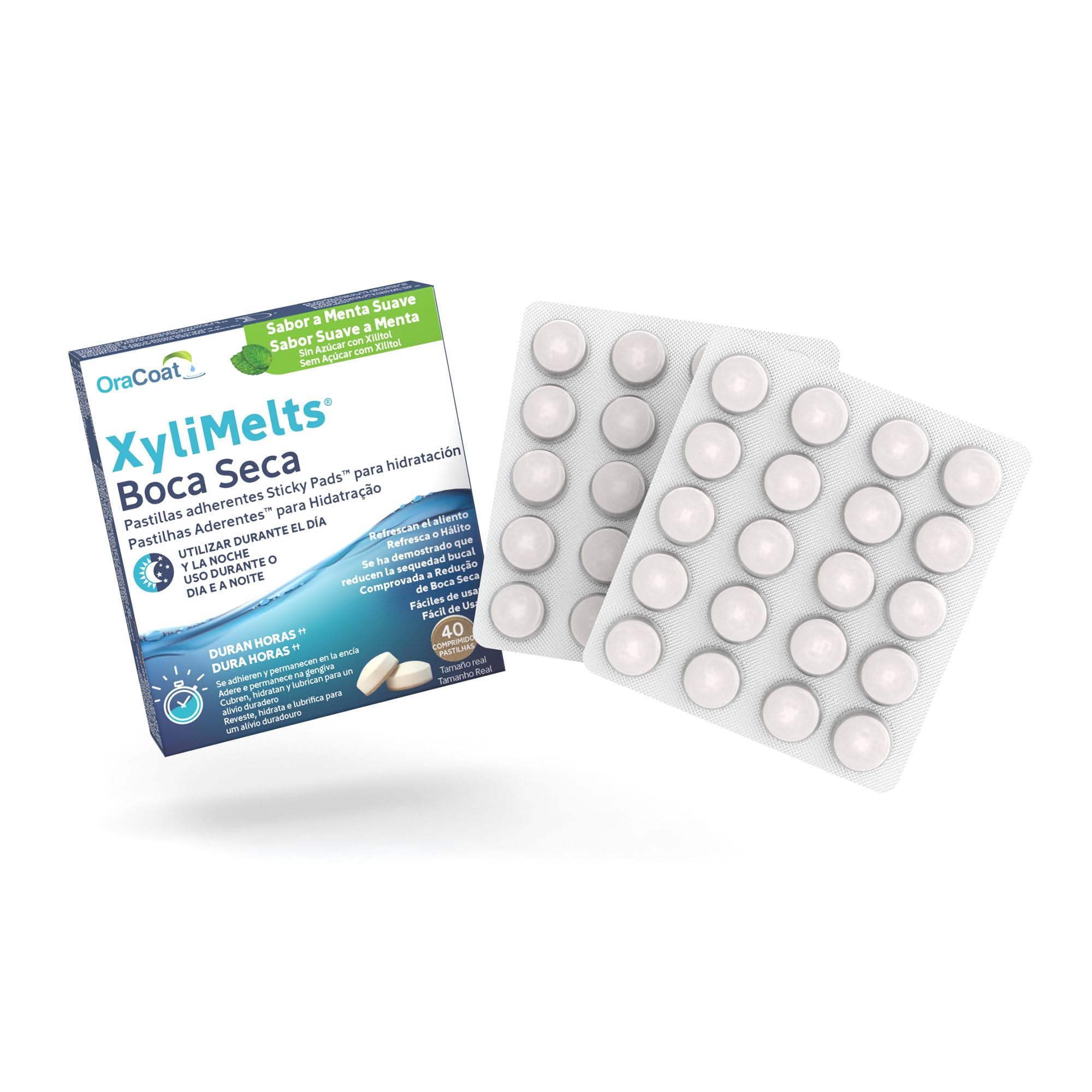 XyliMelts Menta suave 200 unidades [paquete ahorro] – Tabletas adhesivas contra la sequedad de boca nocturna – hidrata la boca durante el sueño 4-8 horas – sabor a menta discreto – contra la boca seca
