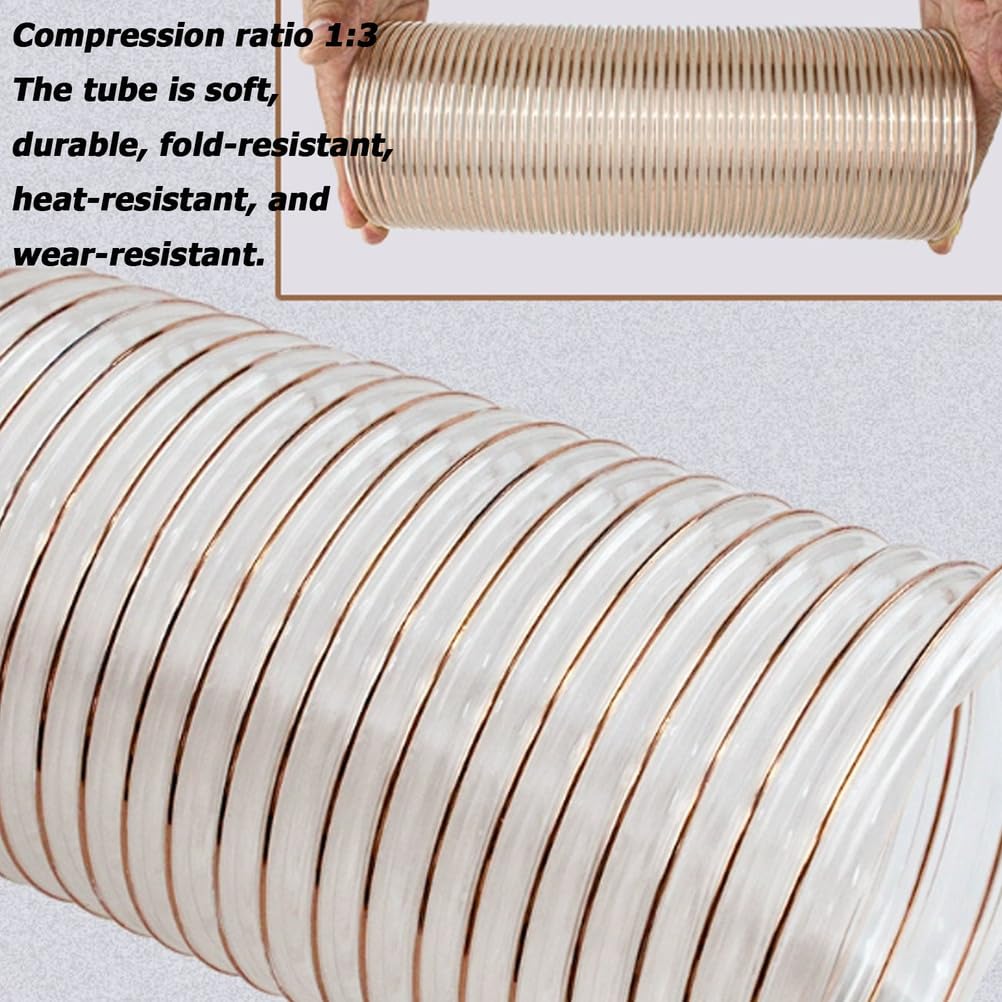 Flexibler PU-Polyurethan-Industrieschlauch mit verstärktem Kupferdraht, langlebiger Saug- und Belüftungsschlauch für Werkstattmaschinen, 310 x 0,9 m