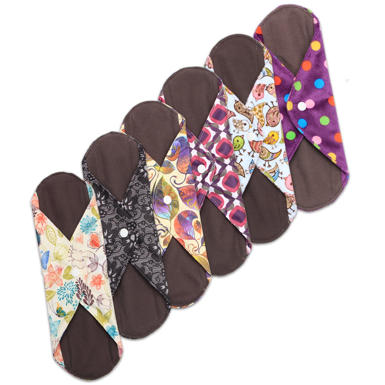 Teamoy 7Pcs Sanitary Pad(11.6"), Reusable Menstrual Pads with Wet Bag, Washable Cloth Menstrual Pads/Panty Liners
