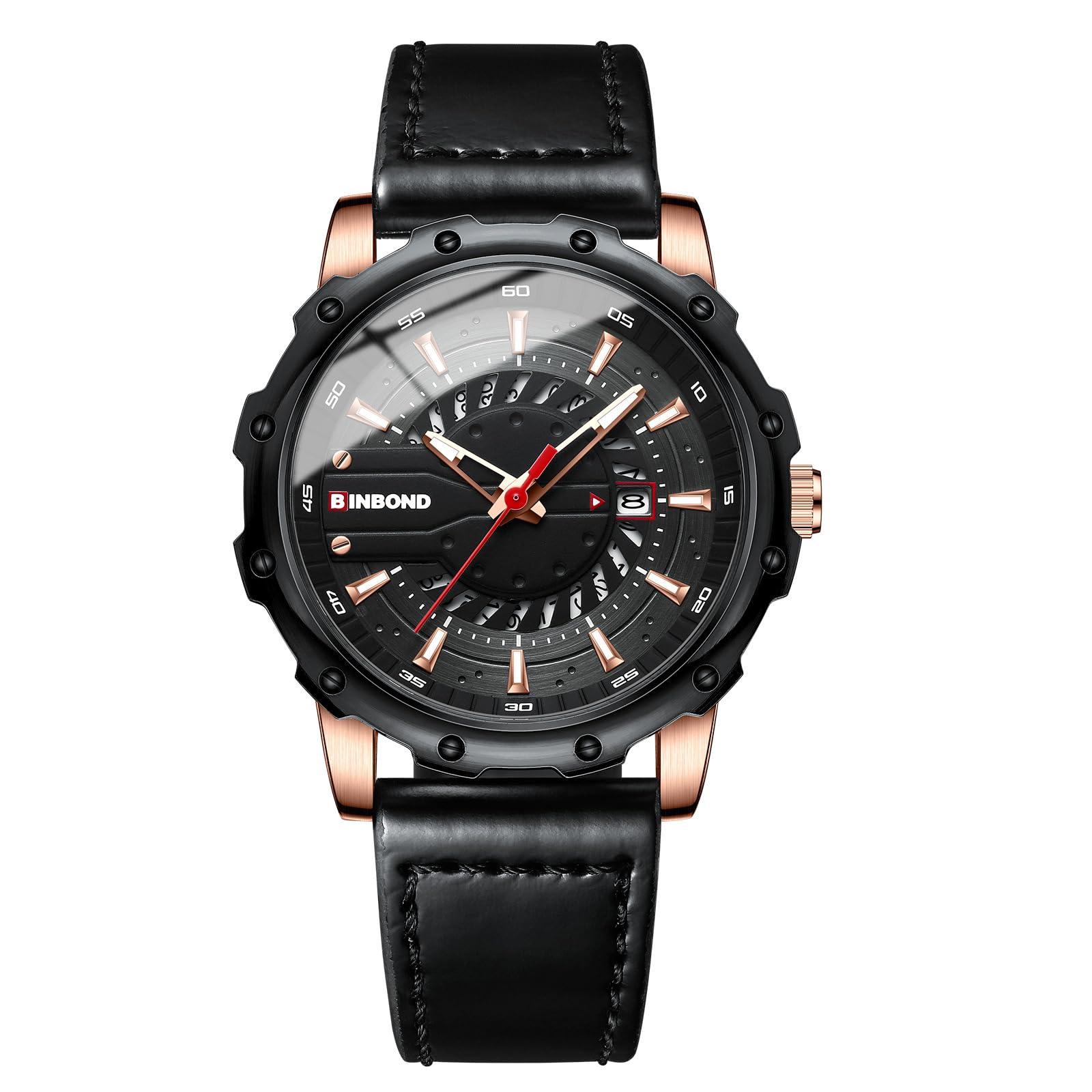 JewelryWe Herren Übergroße Armbanduhr DREI Zeitzone Analog Q