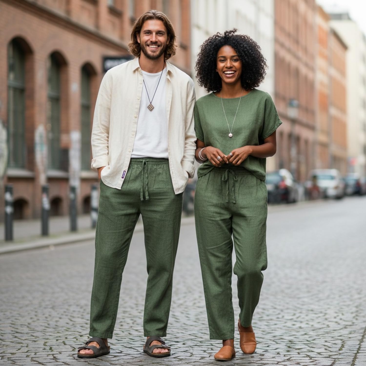 GURU-SHOP, Pantalones de Yoga, Pantalones Goa, Algodón, Pantalones de Hombre