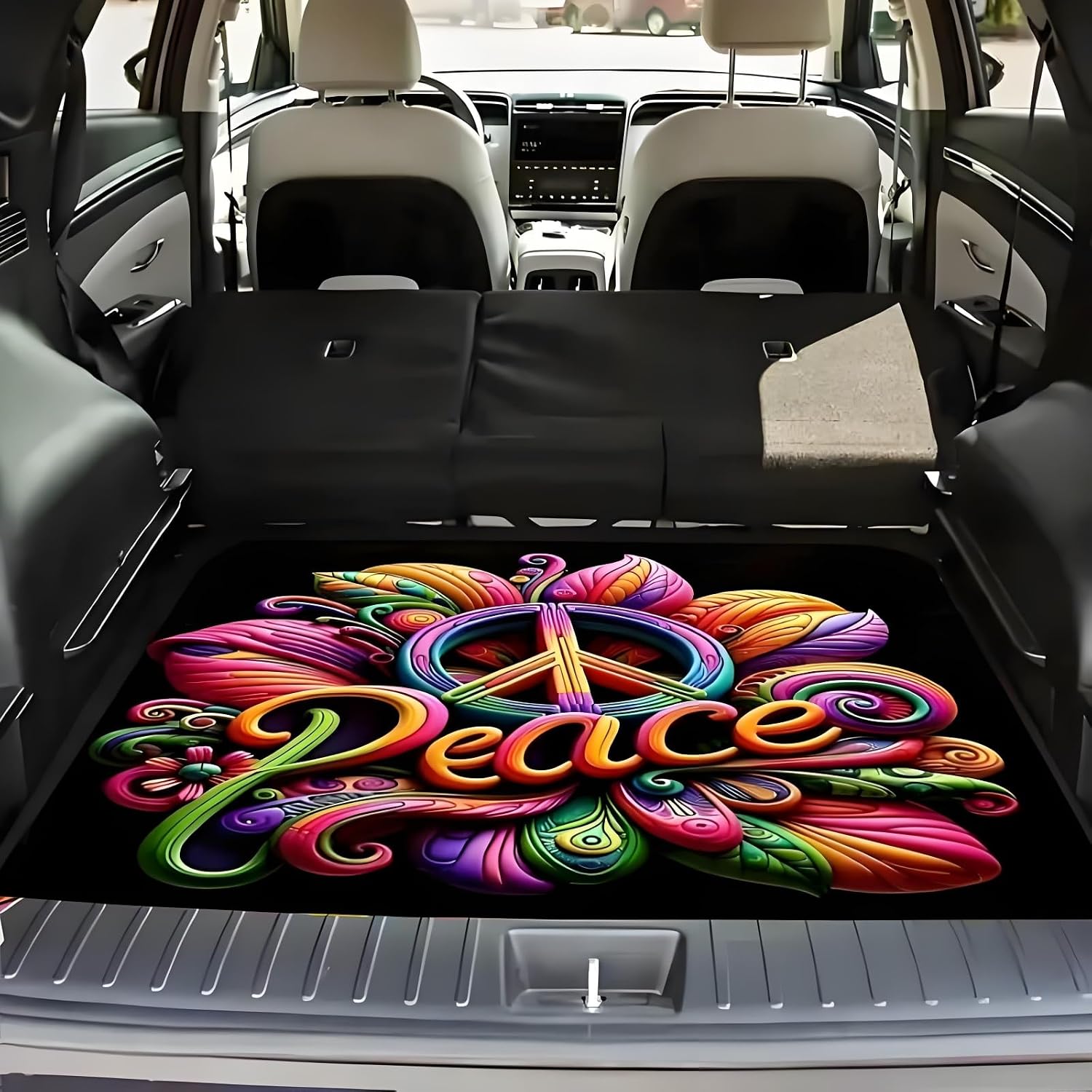 Universal Car Trunk Mat, All Weather Trunk Protection Cargo Liner, Stylish Vehicle Interior Accessories, Durable Cargo Mat Rear Trunk Line Suitable for Most Car (Fashion Geometric Flower, 29" x 39")