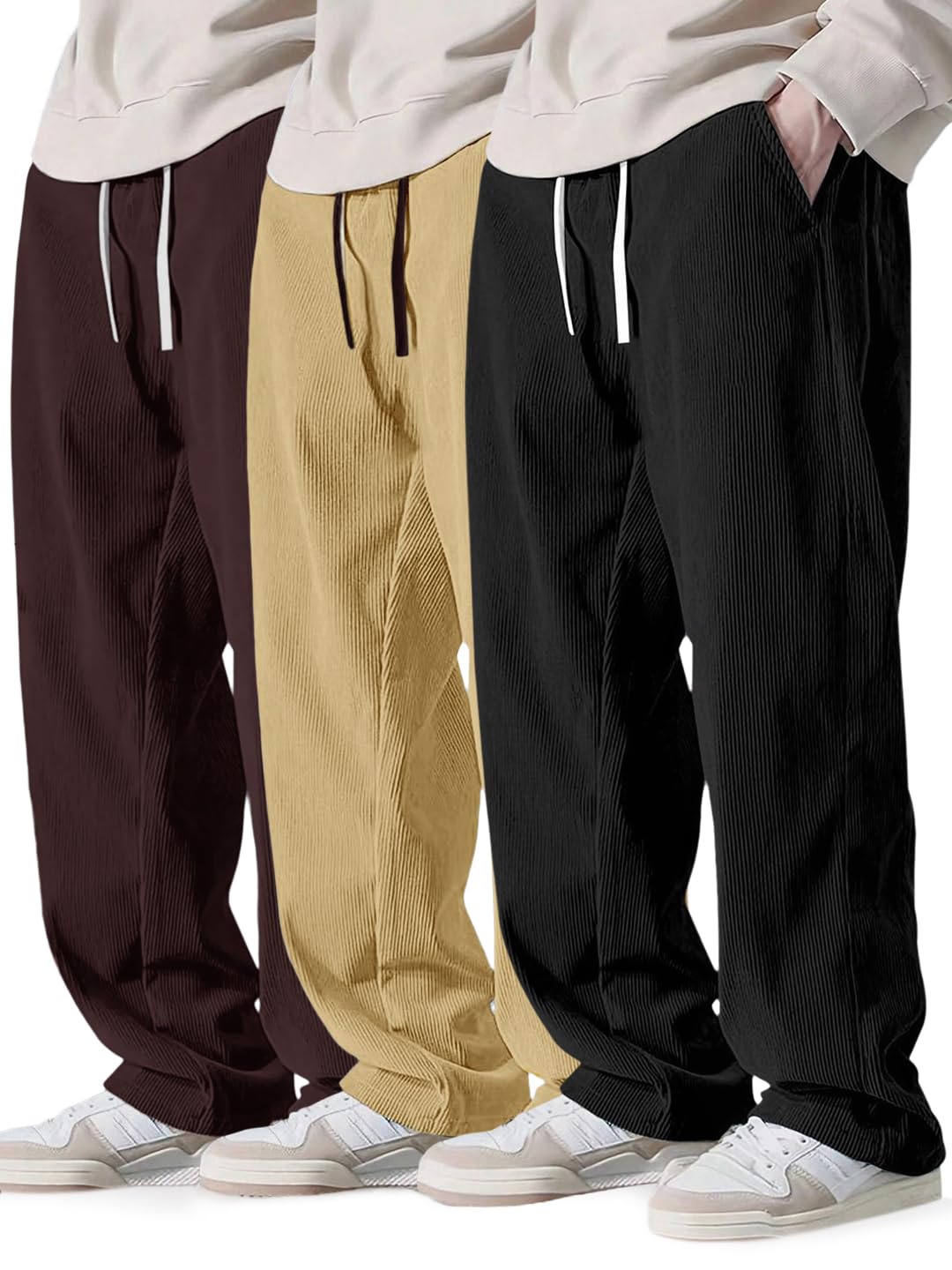 pinkmint Men's Poly Lycra Ribbed Relaxed Fit Stretchable & Comfortable Trouser | Flexible Elastic Waist with Drawstring Lower for Man-picture-27