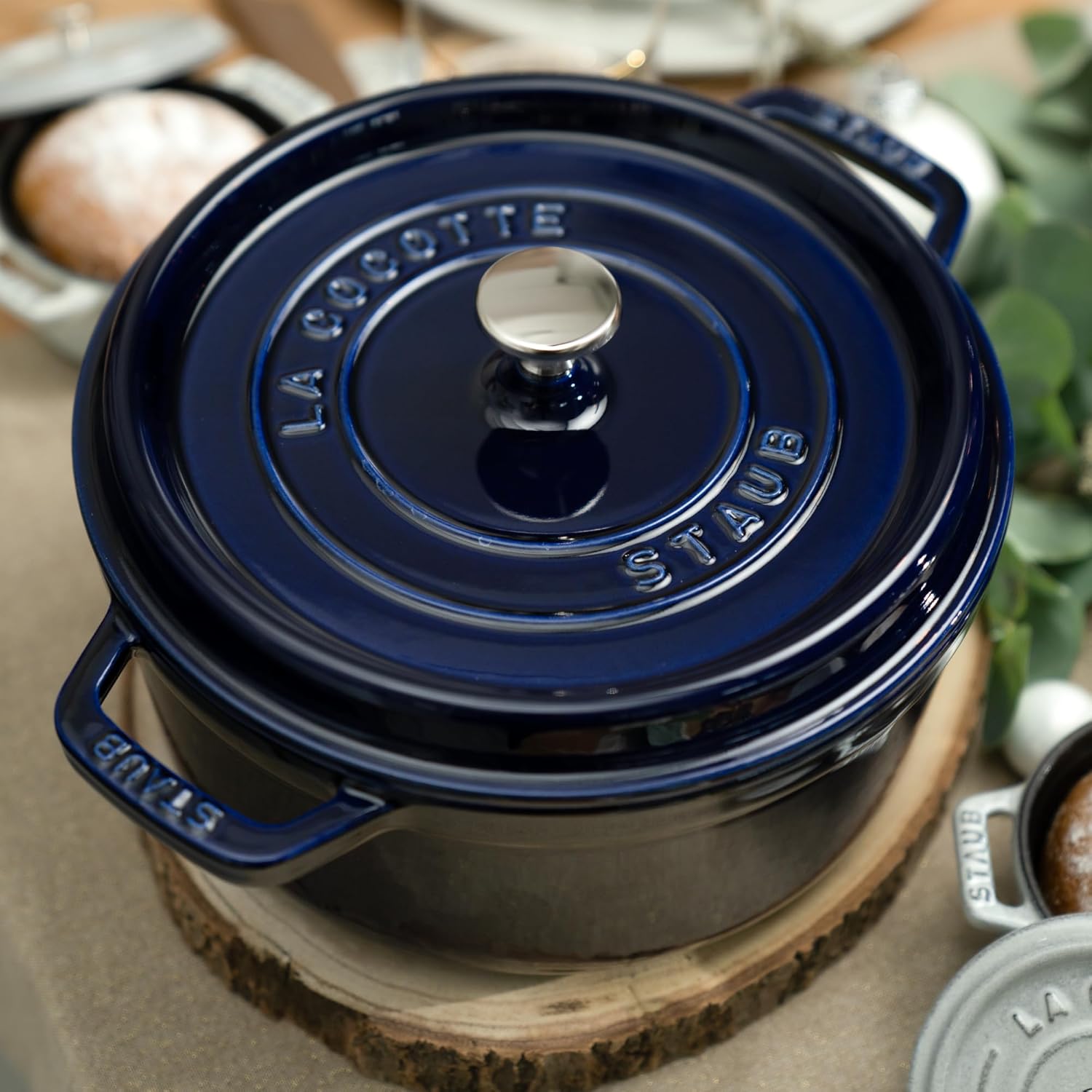 Staub Cast Iron 4-qt Round Cocotte - Dark Blue, Made in France - Image 6