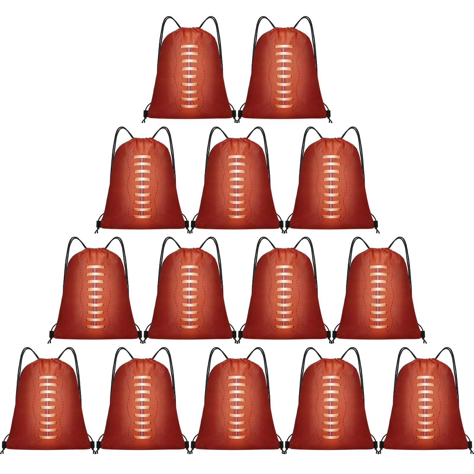 Grneric 14 Pcs Drawstring Bags Softball Baseball Basketball Football Goodie Favor Bags Cinch Candy Bag Sackpack for Sports Teams (Football)