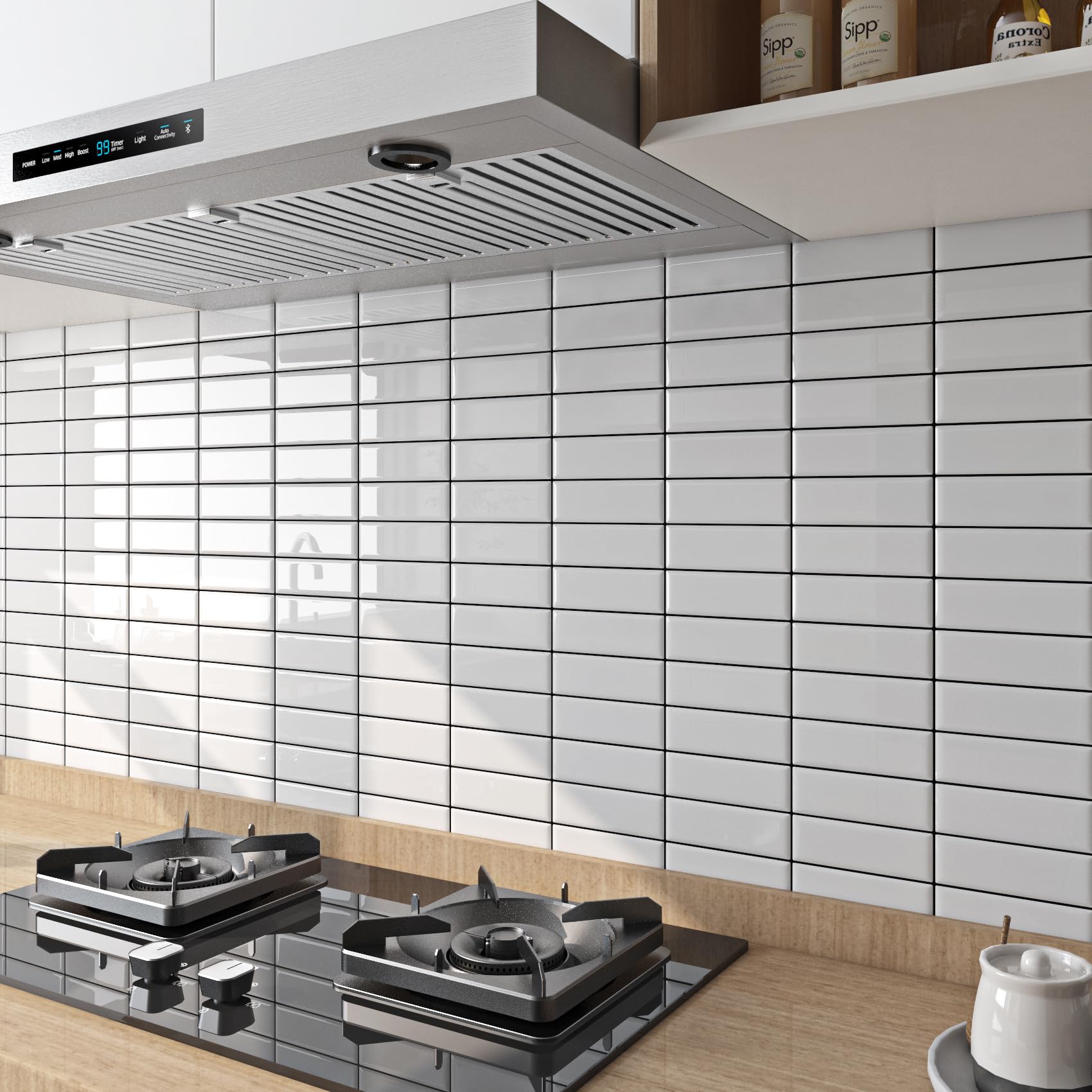 FunStick 15 Pezzi Carta Adesiva per Piastrelle Cucina Bianca Adesivi per Piastrelle 3D Bagno Paraschizzi Adesivo Bianco Lavabile 30x30CM Mattonelle Adesive Bagno per Muro 3D Rivestimento Cucina Bianco