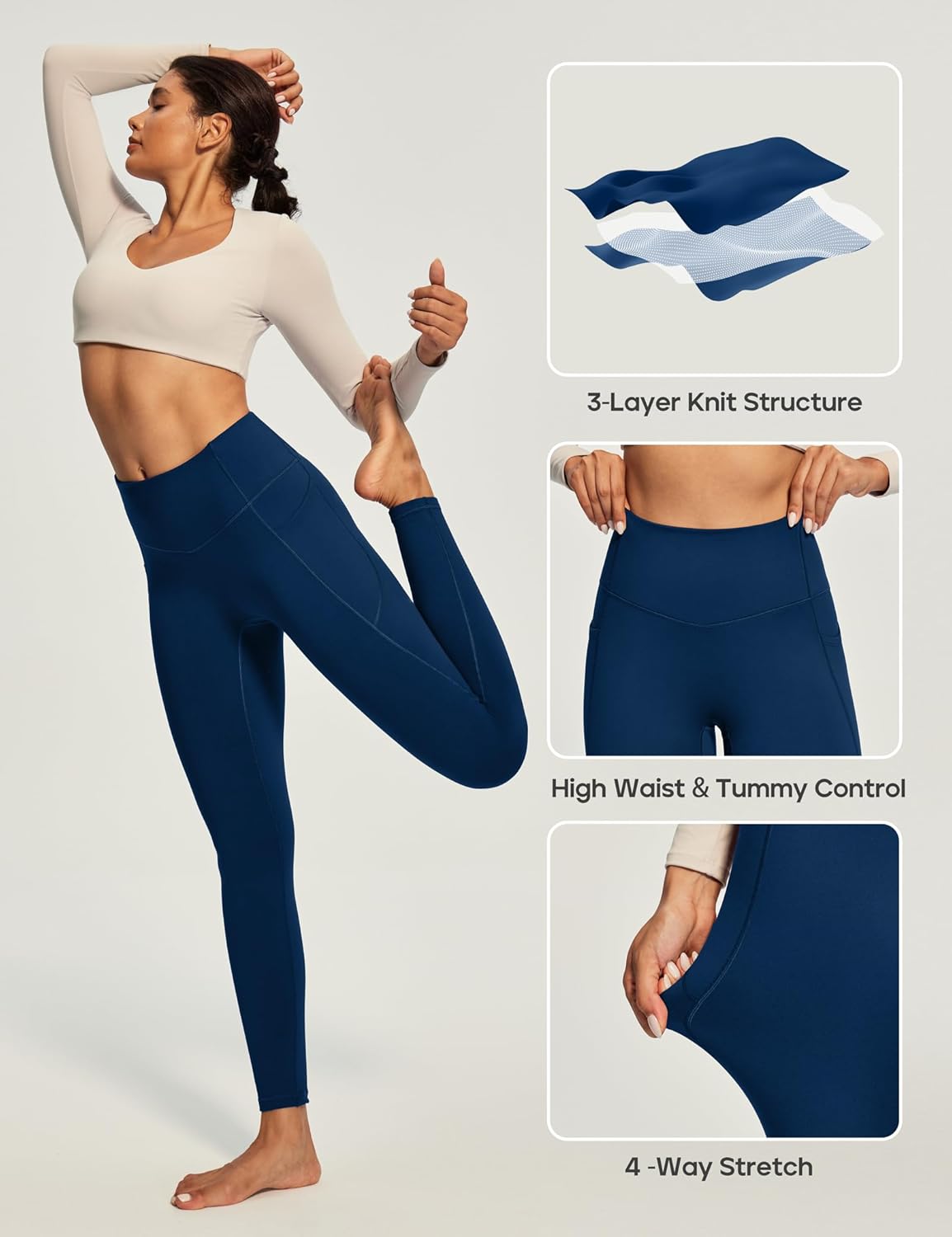 Heathyoga Fleece Lined Leggings Women with Pockets Thermal Leggings for Women Tummy Control Warm Winter Pants Yoga Pants - Image 4