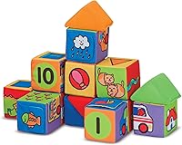 Melissa & Doug K's Kids Match and Build Soft Blocks Set - 14 Safe Stacking Toys for Babies, Develop Motor Skills & Creativity