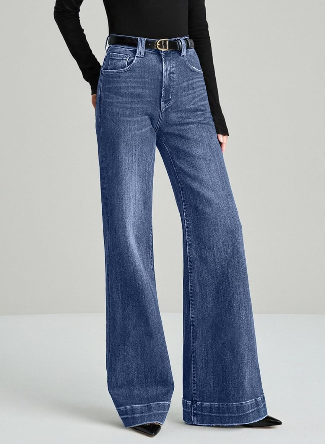Dokotoo Women's Wide Leg Baggy Flare Jeans High Waisted 2026 Denim Pants