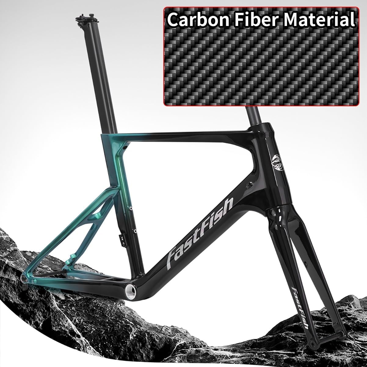 20" 451 BMX Frameset with Bike Fork Carbon Fiber Road Bike Frame Thru Axle Front 12×100mm Rear 12×142mm Disc Brake F70mm/R34mm