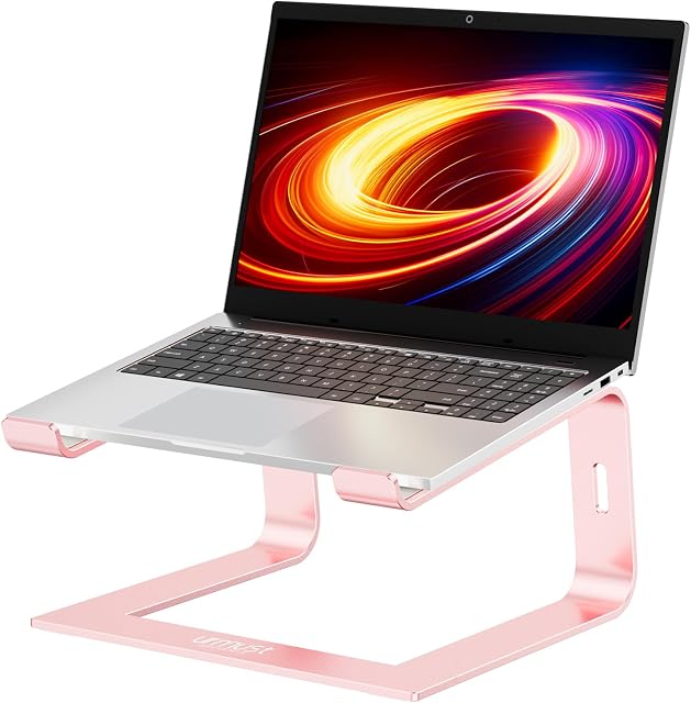 Urmust Laptop Stand for Desk Aluminum Computer Stand Riser Holder for Laptop Compatible with MacBook Air Pro, Dell, HP, Lenovo Samsung, Alienware All Laptops 11-15.6"(Rose Gold)