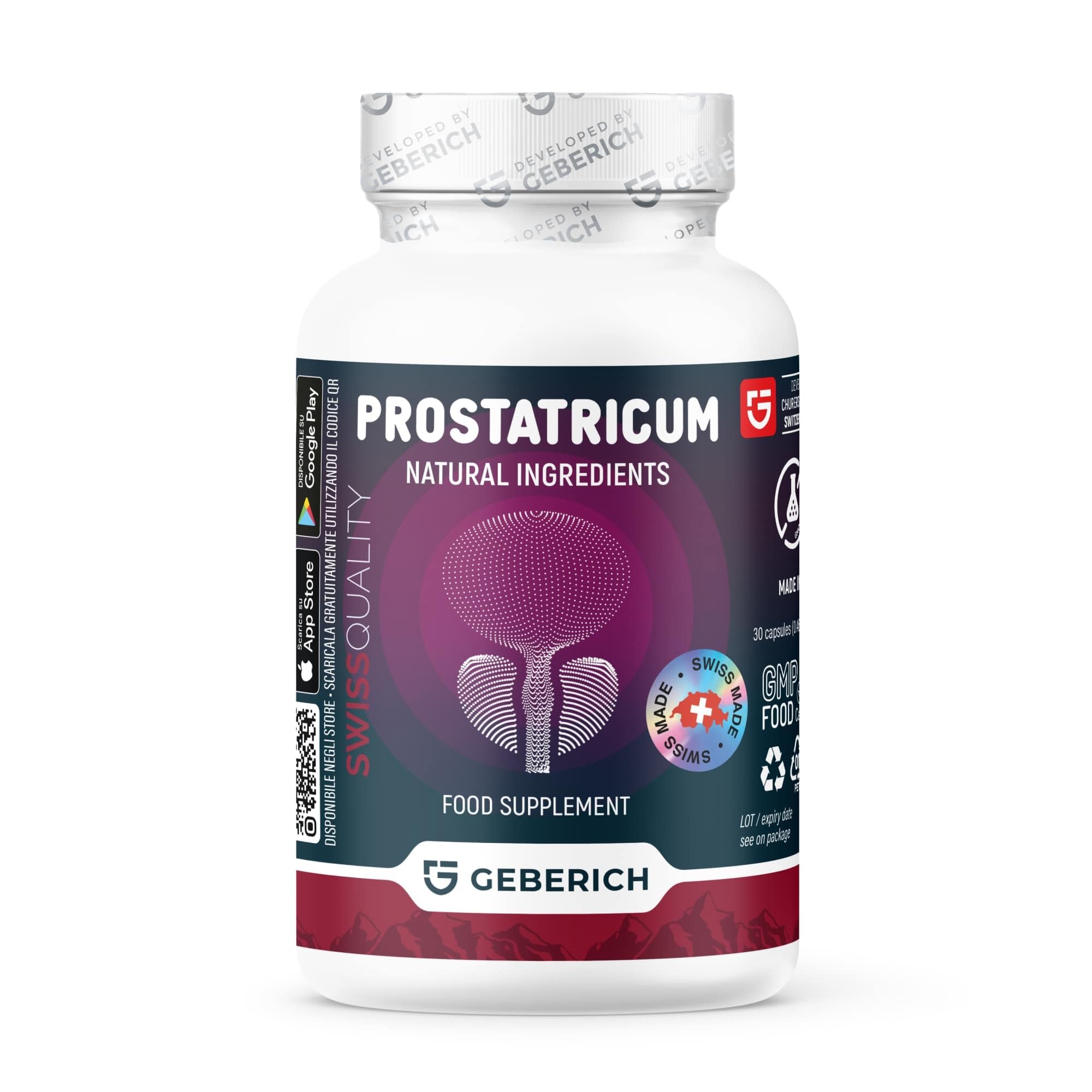 Gélules PROSTATRICUM | Soutien des Voies Urinaires | Serenoa repens 480 mg + Échinacée 480 mg | Soutien de la Prostate | avec Ginkgo Biloba, Lycopène et Zinc | 30 Gélules