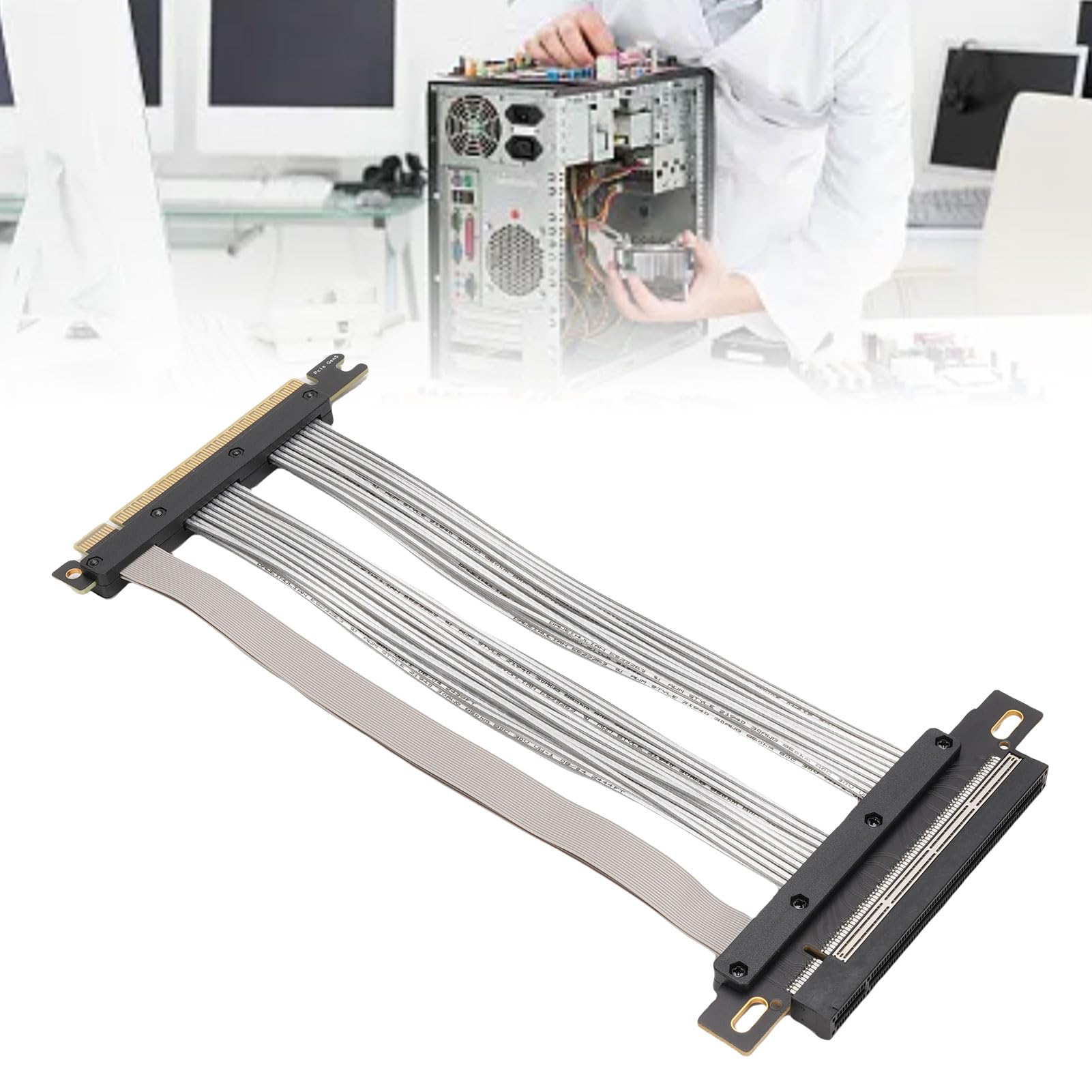Annadue Kabel Pionowy PCIE 5.0 X16, 128 GB/S GPU GPU Karta Graficzna Przedłużająca Kabel PCIE 16X, Kompatybilny z PCIE 4.0 i WRX80/90E, RTX4090/5090/RX8900/RX7900 itp. (30cm)