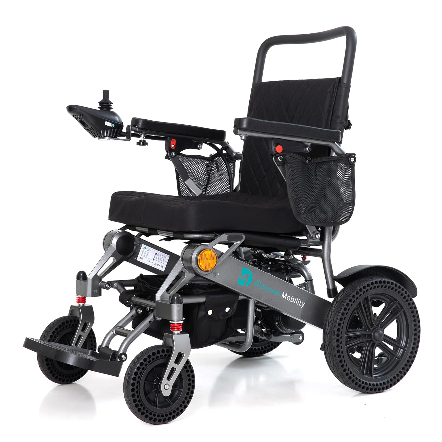 Folding Electric Wheelchair Aluminium Travel Powerchair 4 MPH (Grey)