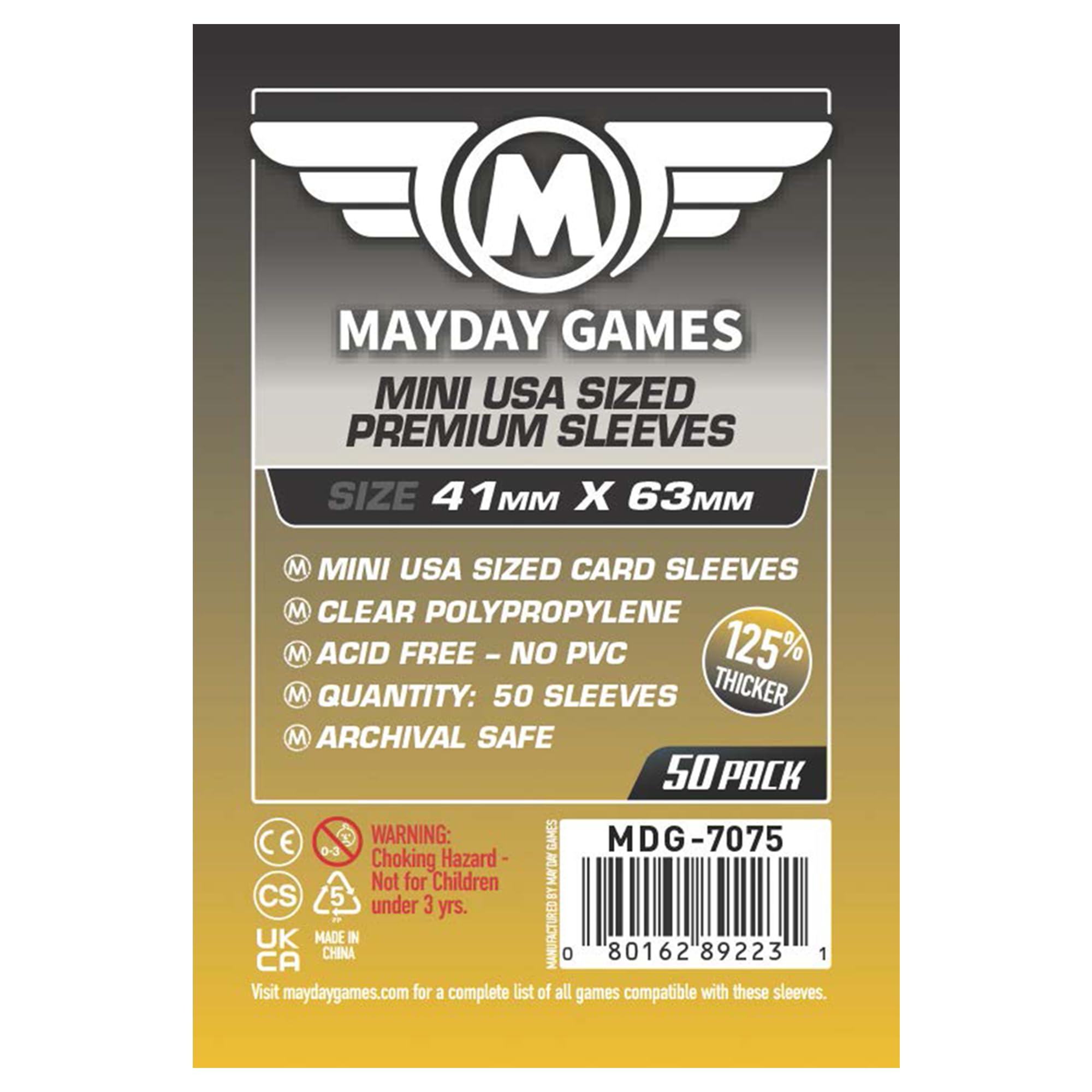 Mayday Games 41 x 63 mm SLEEVES Mini USA Premium Card Game (Pack of 50)