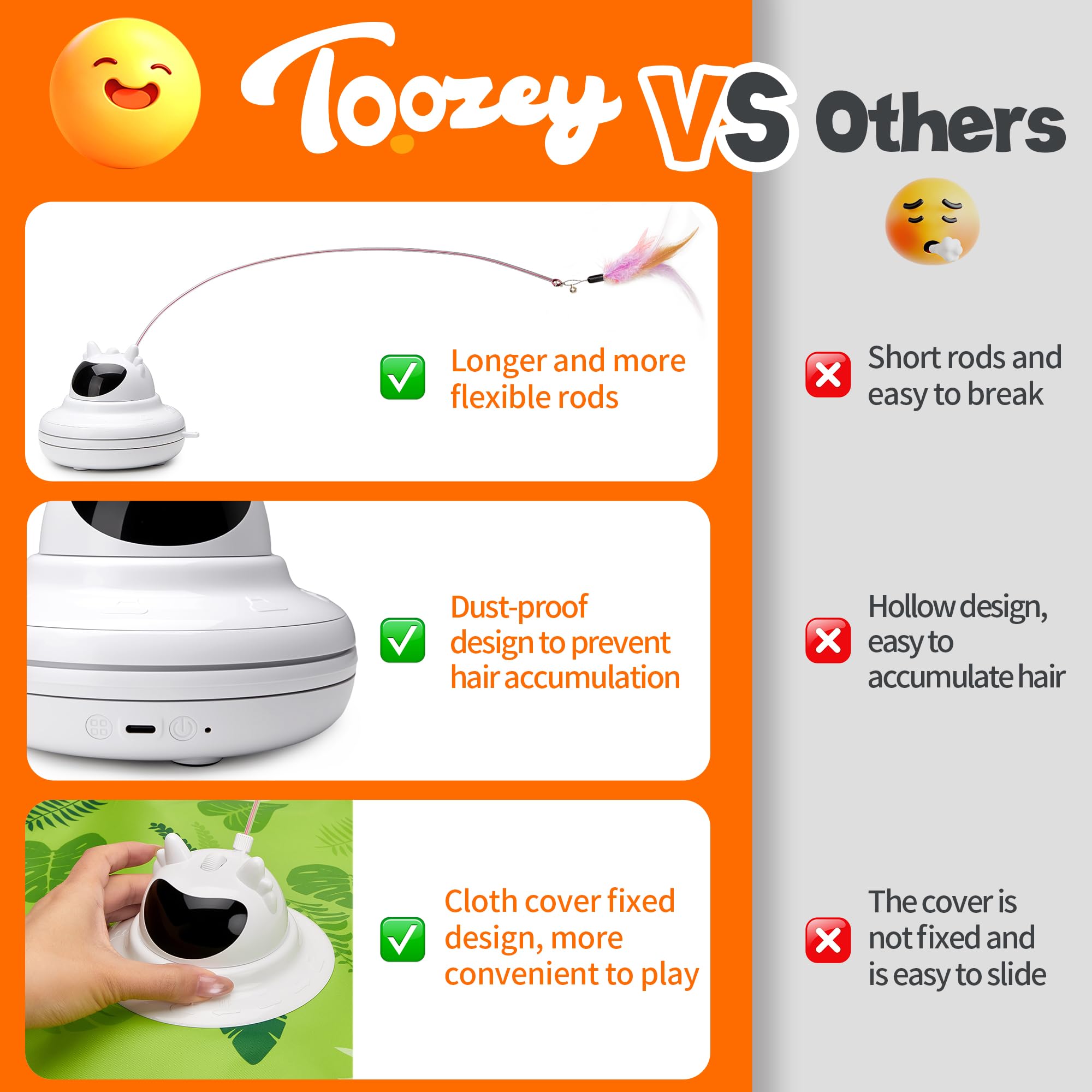 Toozey Juguete para Gatos, Juego Eléctrico de Escondite con 3 Plumas Intercambiables, Recargable, Juguete Inteligente de Autoentretenimiento con Control Remoto, Verde