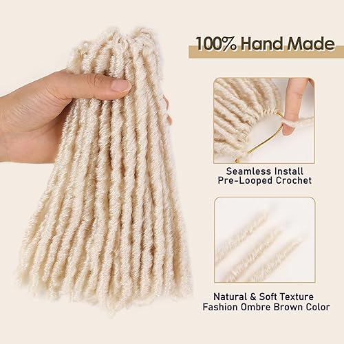 Miniatura 4 de WIGNEE Cabello de ganchillo de 120 hebras, rastas sintéticas de 8 pulgadas, rastas suaves pretrenzadas, 6 paquetes de cabello de ganchillo