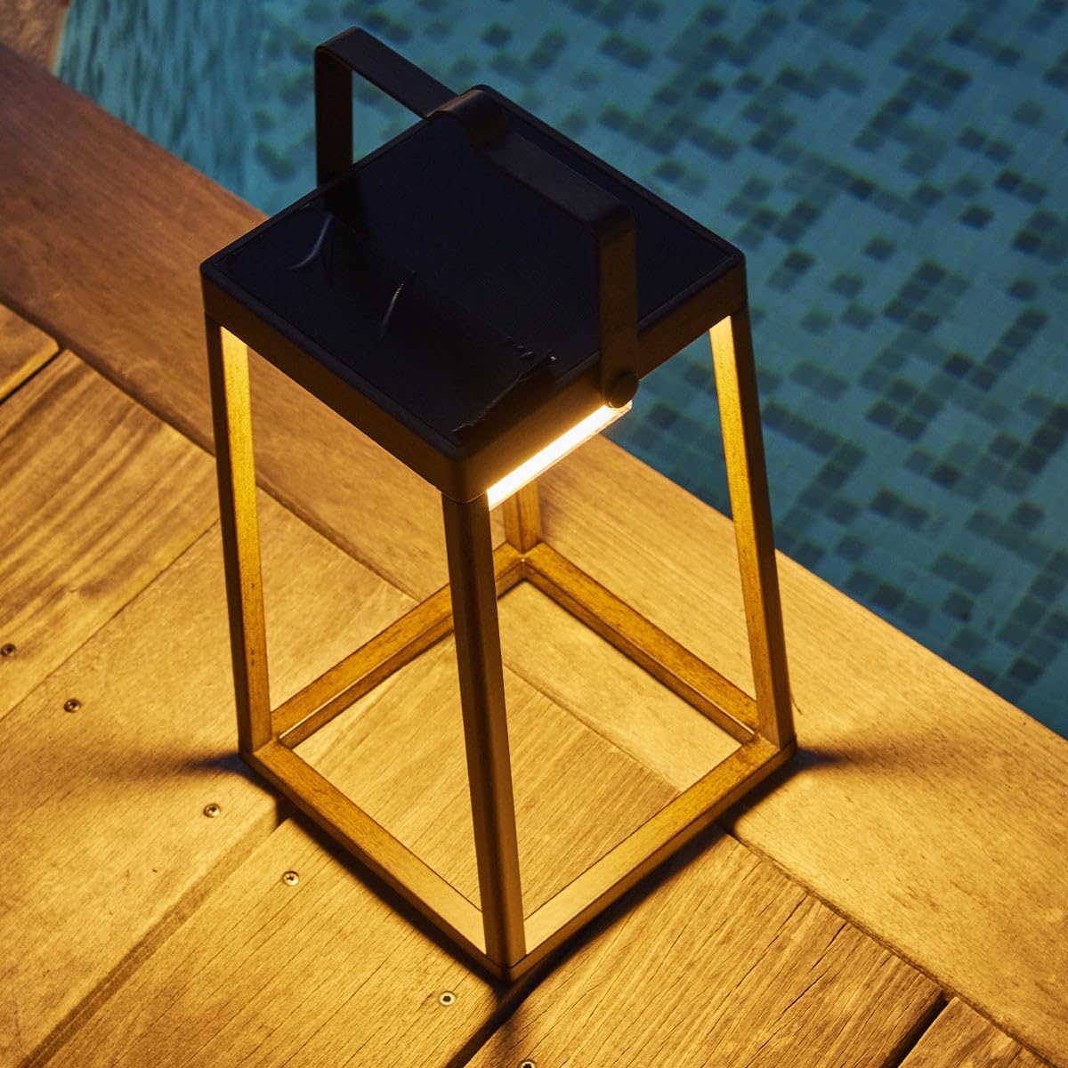 Verona H30cm aluminiowa lampa solarna z efektem drewna LED ciepła biel