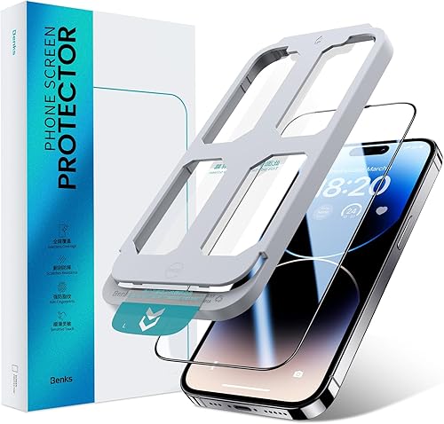BENKS Revestimiento de zafiro para iPhone 15 Pro, protector de pantalla de vidrio templado SGS militar inastillable y más duradero Cobertura de