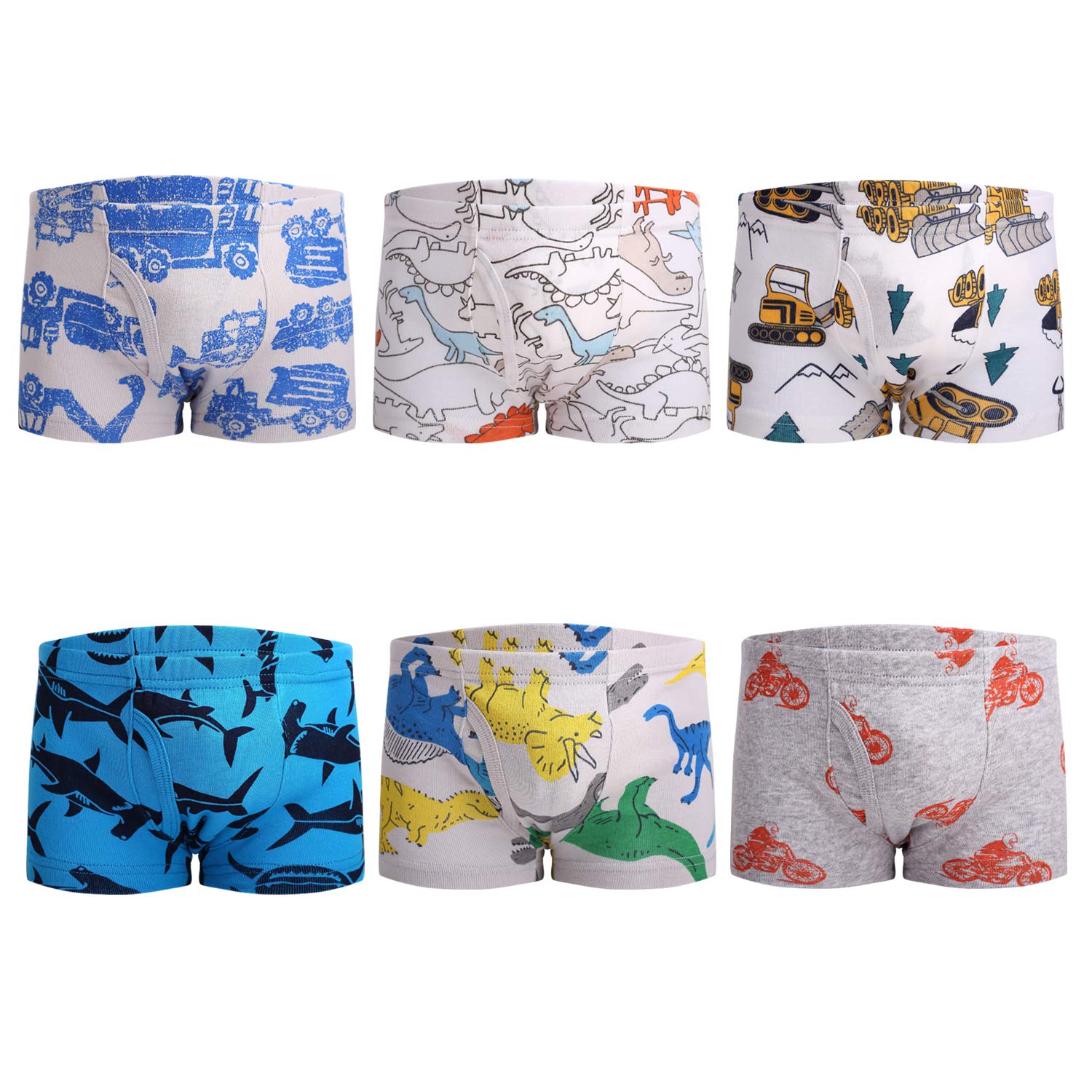 Taxzode Boys' Cool Comfort Breathable Soft Boxer Cotton Brief 6 Pack, Multi