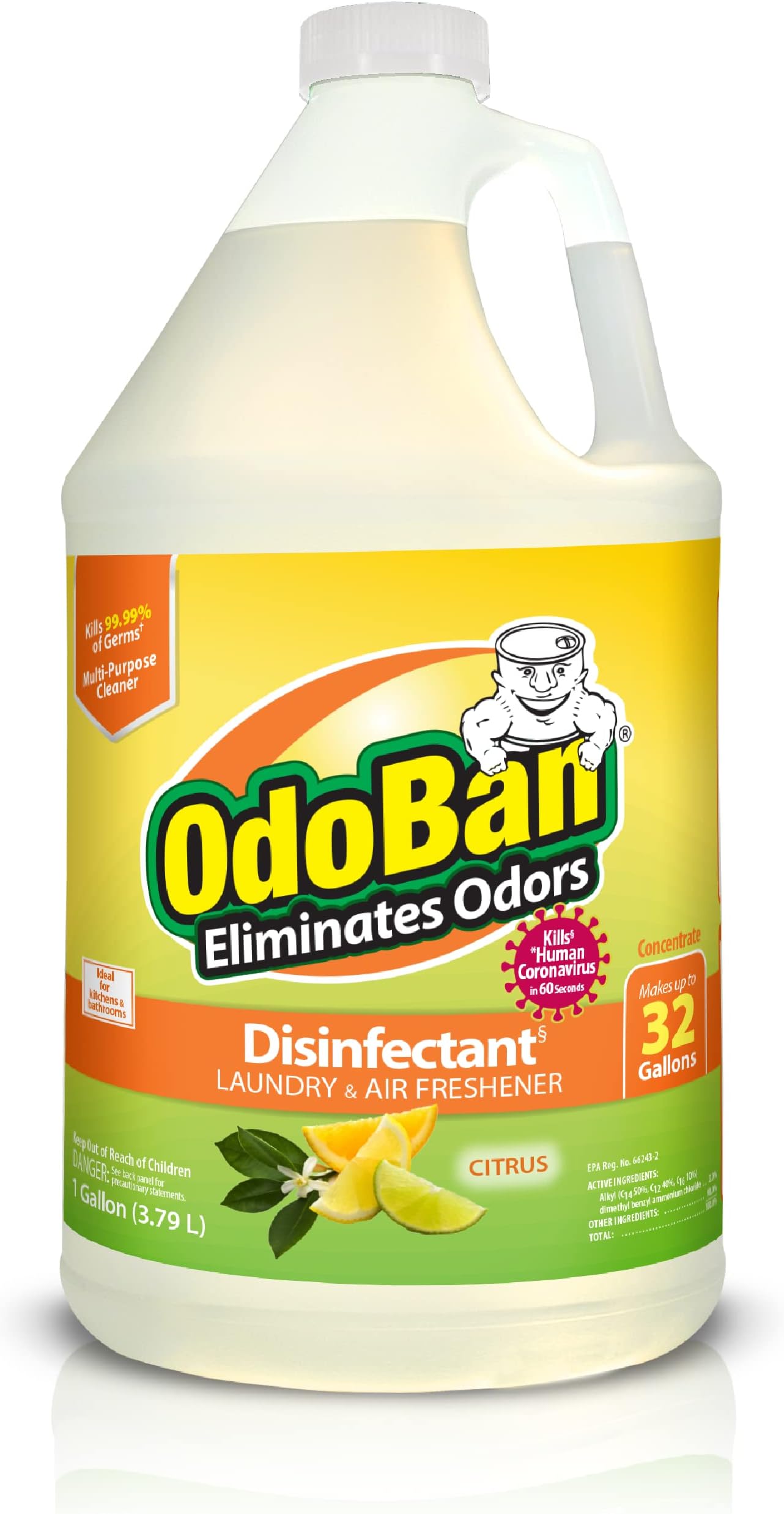OdoBan Disinfectant Concentrate and Odor Eliminator, 1 Gallon, Citrus Scent