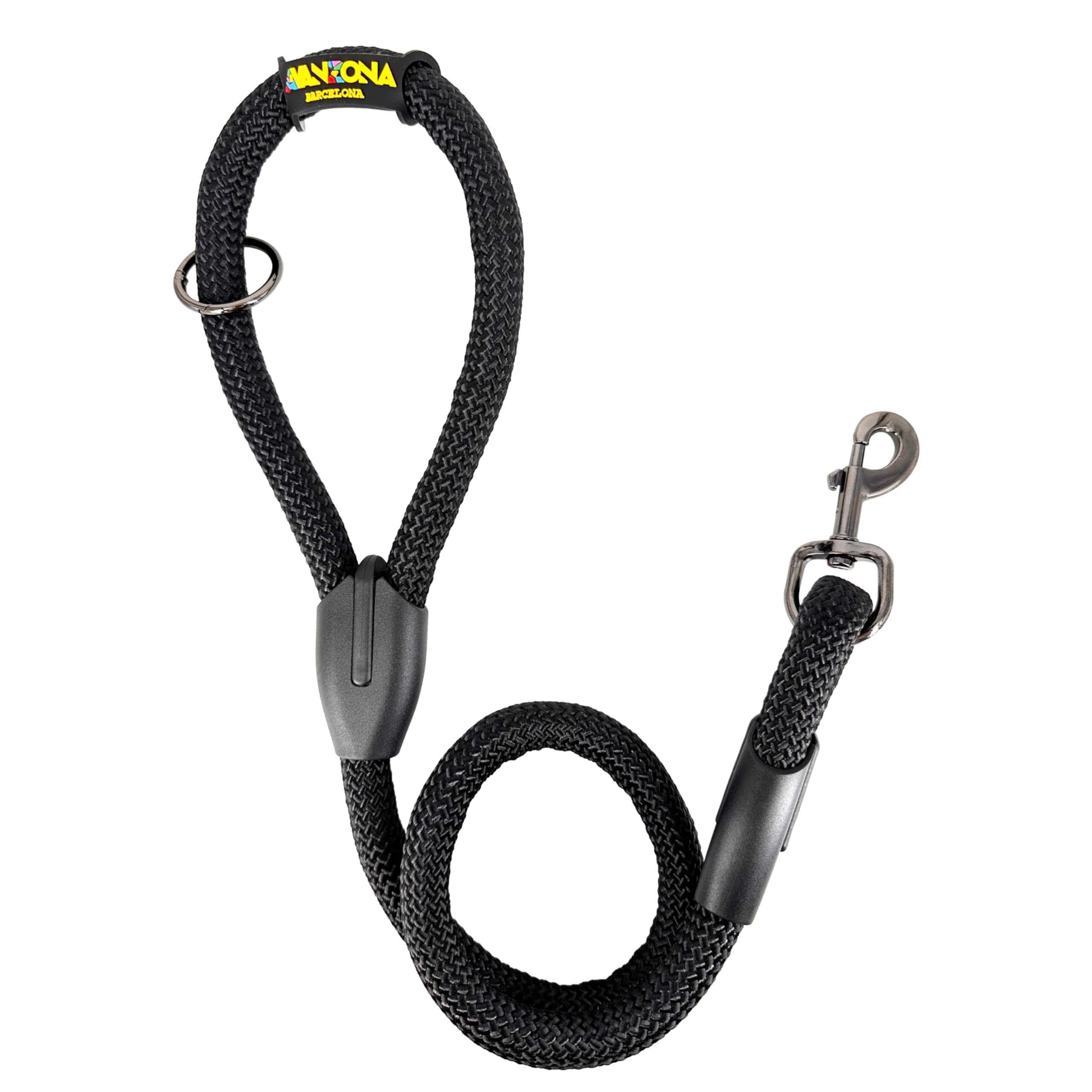 AVANZONA Correa para Perros, Cuerda Gruesa de Nylon para Perros medianos y Grandes. 100cm. Negro