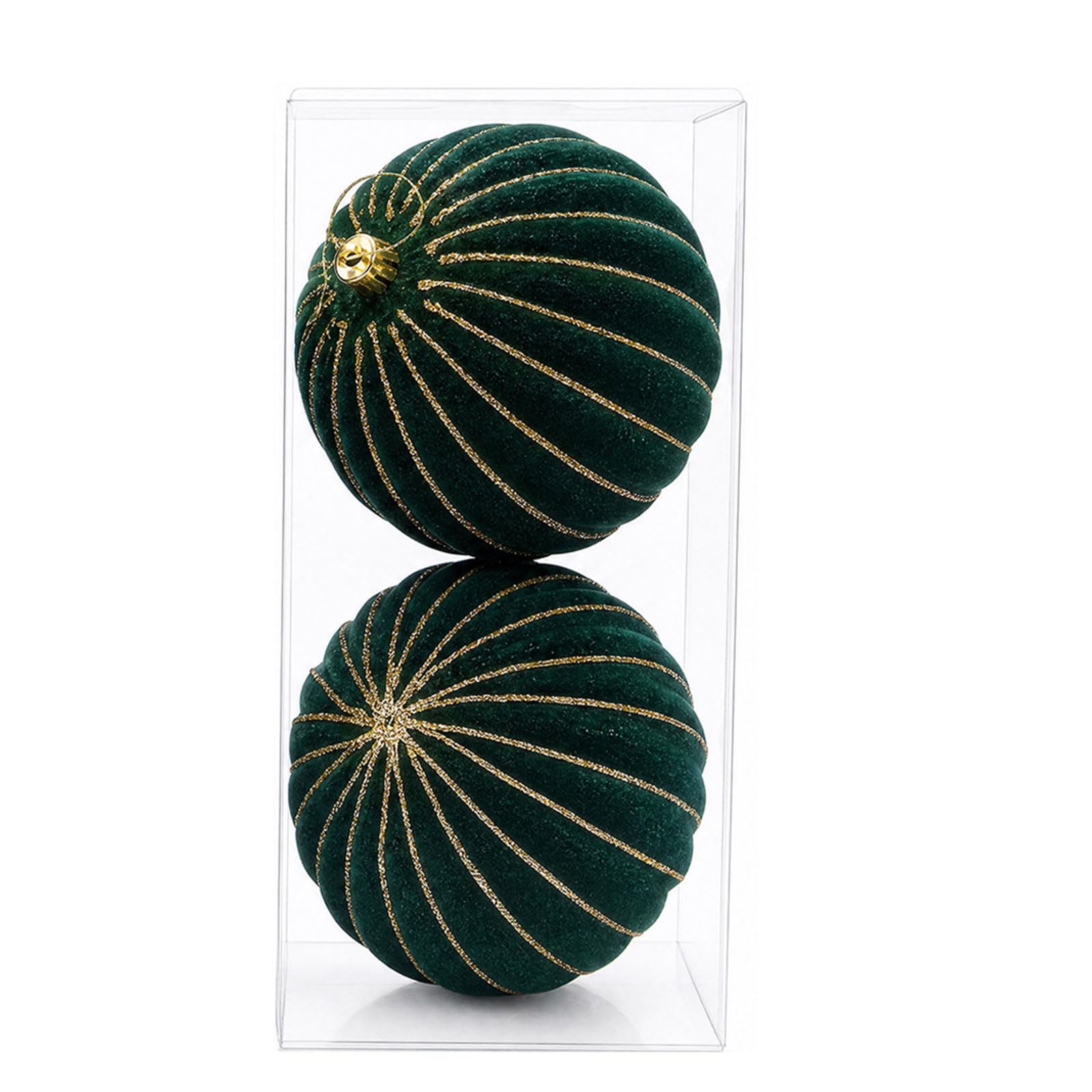 Whoasyst 2Pcs Glittering Velvety Christmas Ball Ornament Shatterproof Christmas Baubles for Tree Mantels Door Decoration Ball Decorations